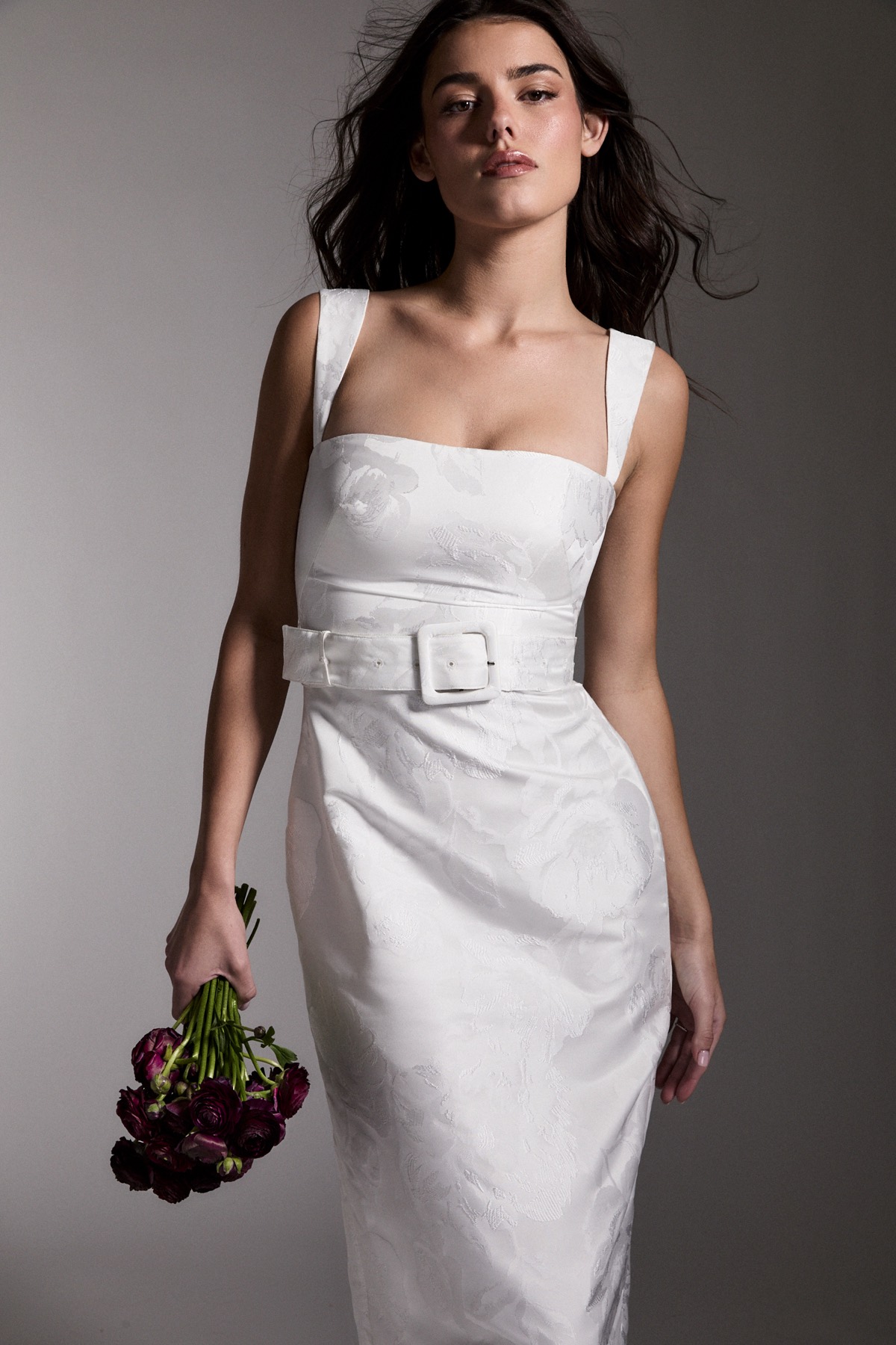 white dress fitting Jovani JB03910 Off White Cowl Neckline Bridal Dress