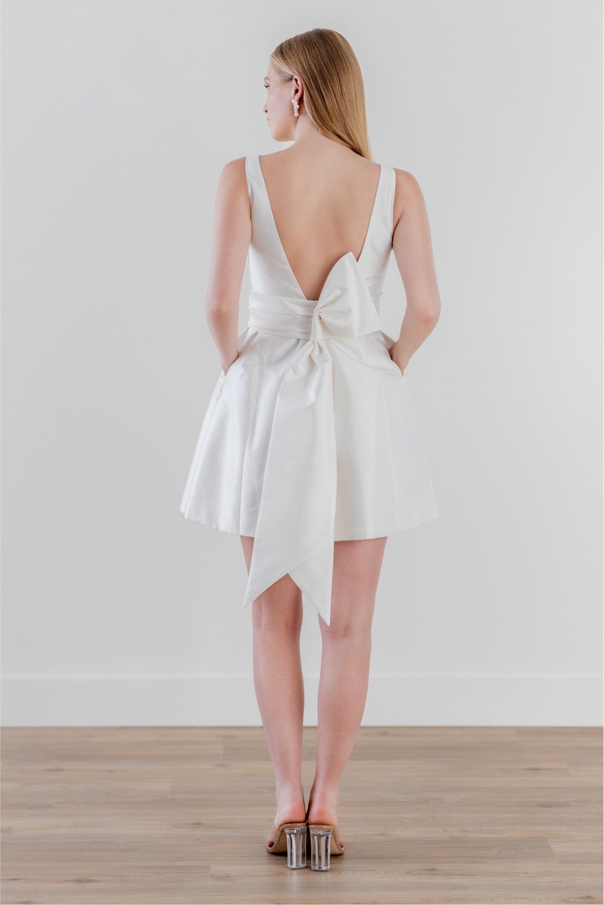 white christmas dresses Meredith Strapless Bow Mini Dress - White