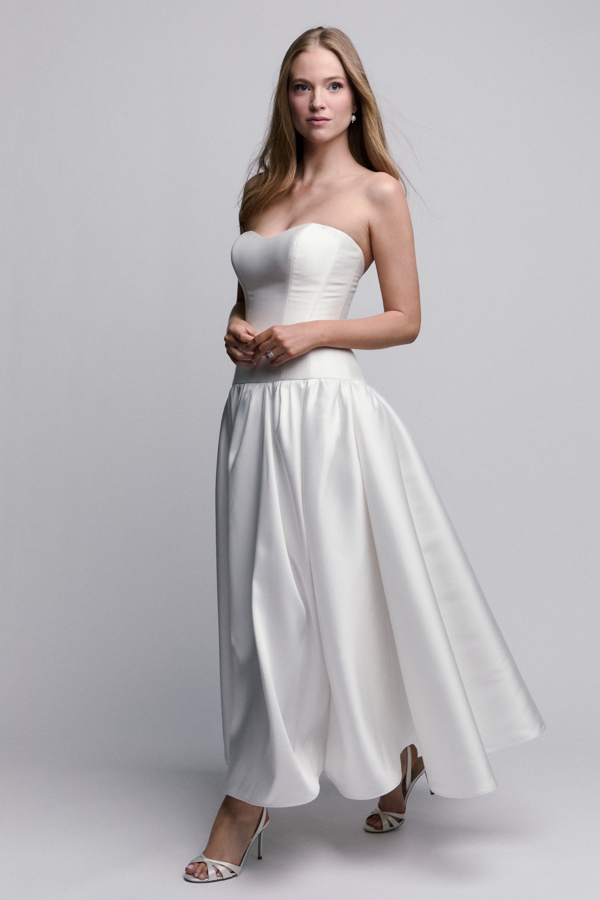 bridal dress midi ZAPAKA Women Ivory Lace Wedding A Line Dress with Cap Sleeves, Ivory / US16W rehearsal dinner party Zapaka Women White Ruched Midi