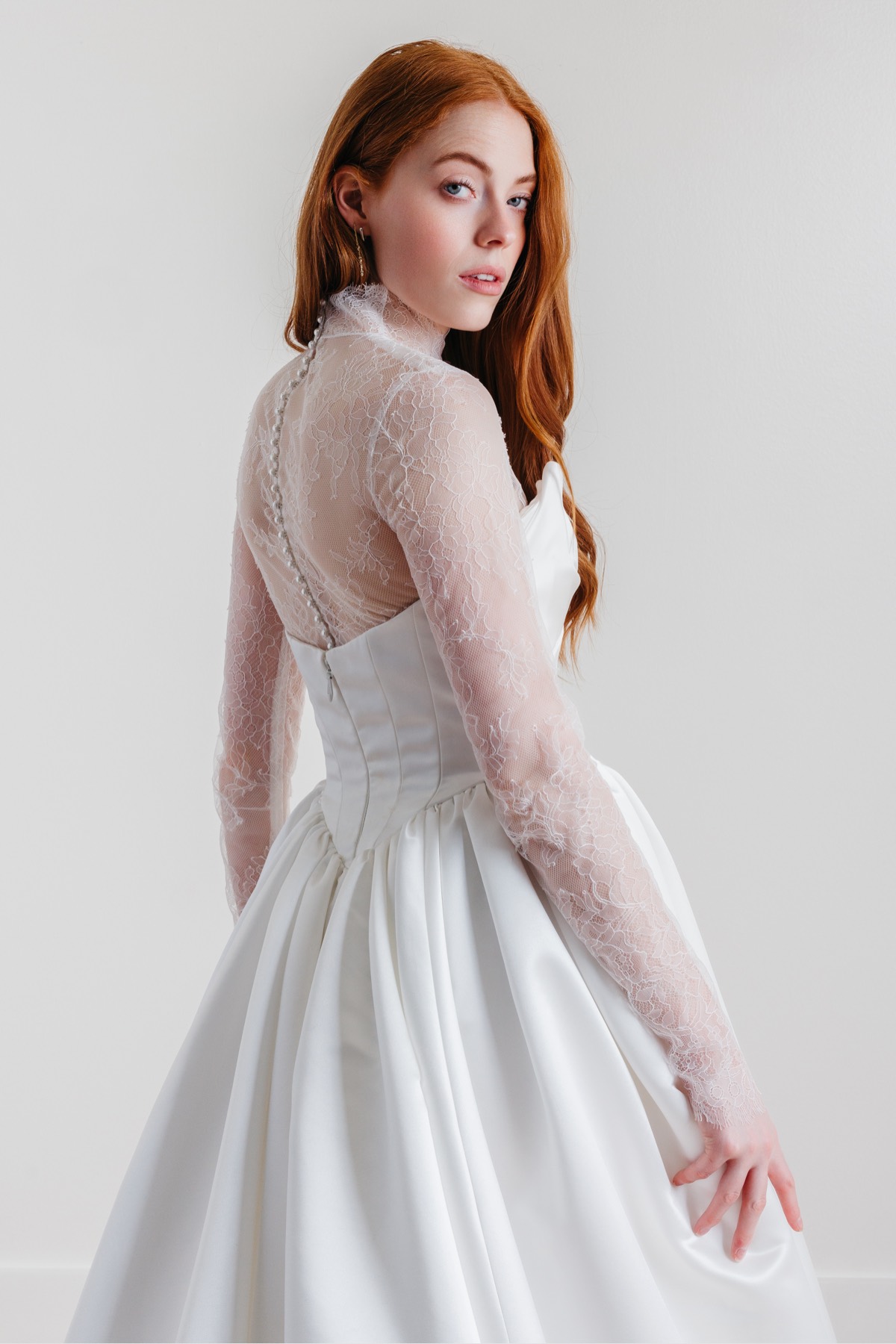 ohmydear Long Sleeve Lace Bodysuit Tops for Women Round Neck