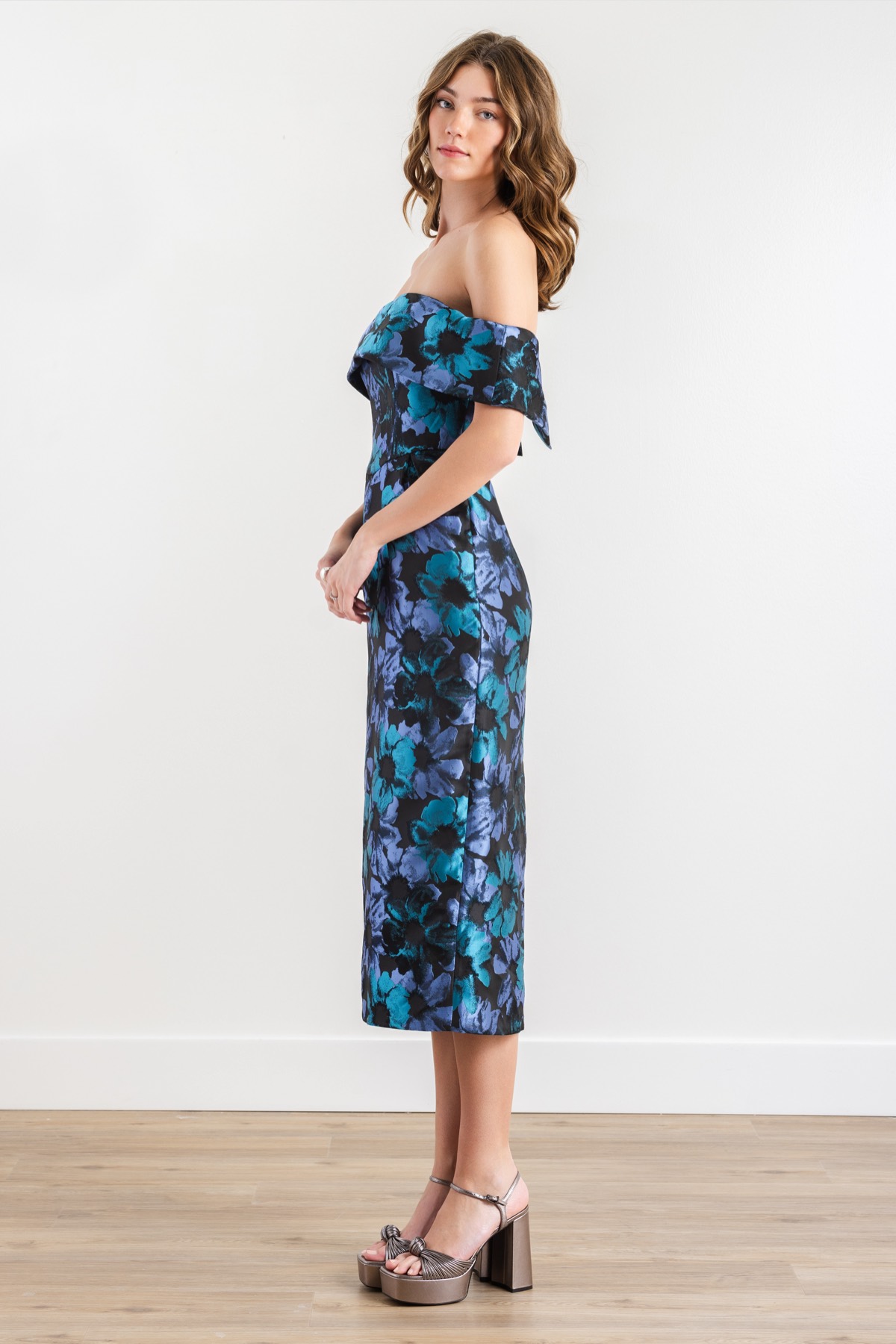 watters ambrosia bow-strap lace midi dress Product Discontinued